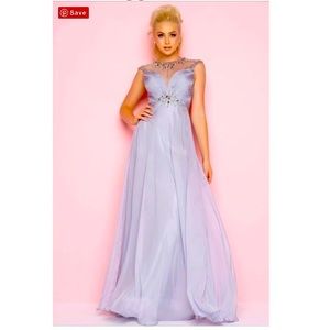 Silver gown rhinestoned top